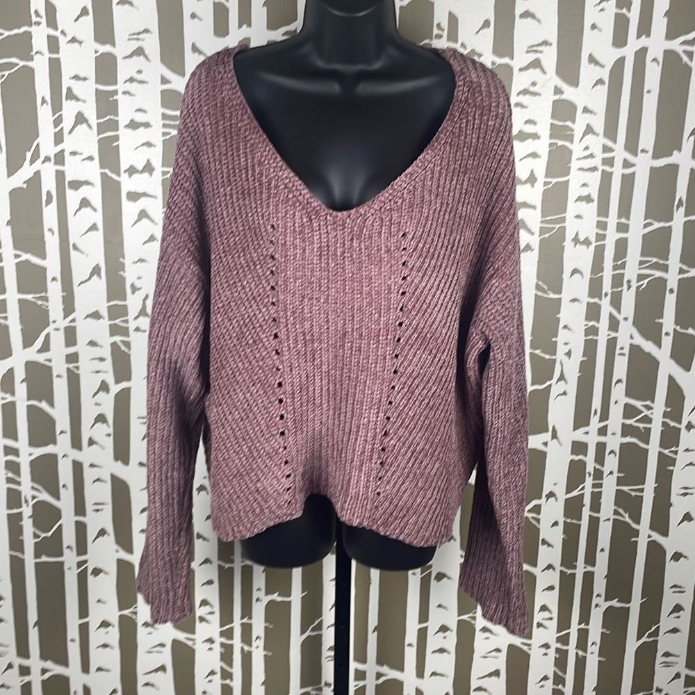 Love @ First Sight Dusty Rose Oversized Cropped Chenille Sweater sz XL